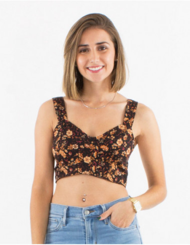 Brassière originale bohème fleurie pour l'été noir
