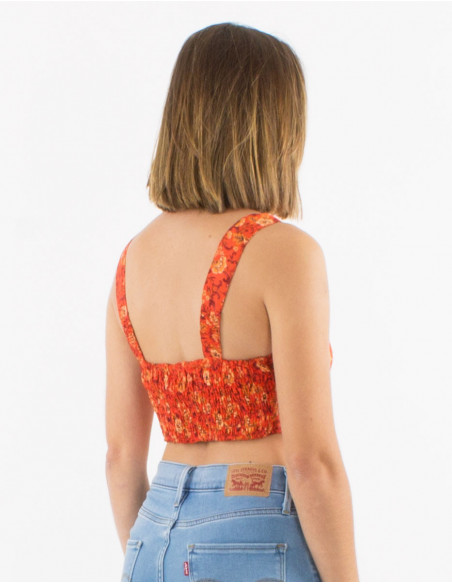 Crop top brassière d'été bohème fleuri orange