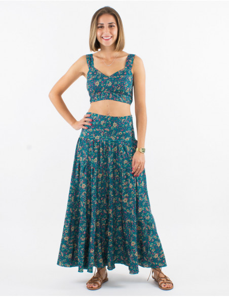 Look d'été crop top brassière d'été bohème fleuri