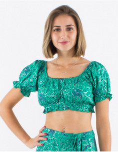 Brassière estivale avec élastiques motif boho chic
