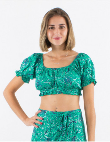 Petite brassière pour l'été à motif cachemire argenté originale vert menthe
