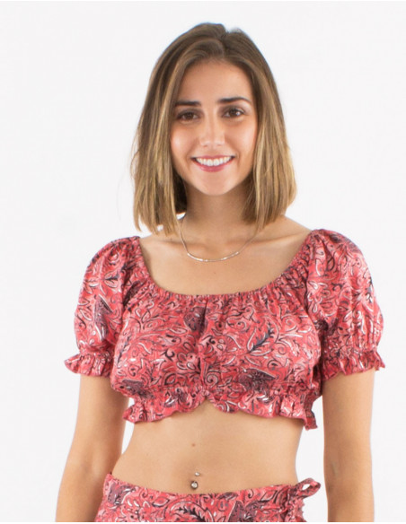 Petite brassière pour l'été à motif cachemire argenté originale rose