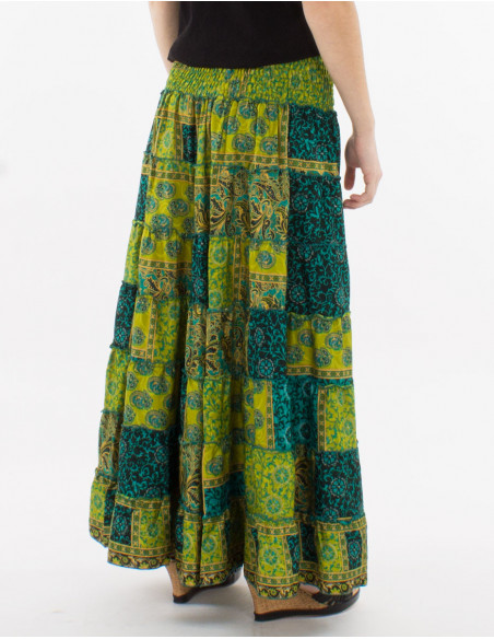 Jupe robe 2 en 1 pour femme à imprimé original baba cool vert