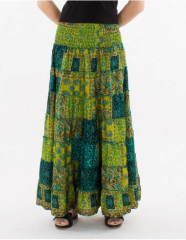 2 in 1 long skirt with green patchwork baba cool smock
