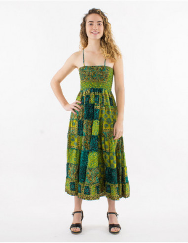 Look 2 in 1 skirt dress with green patchwork baba cool print