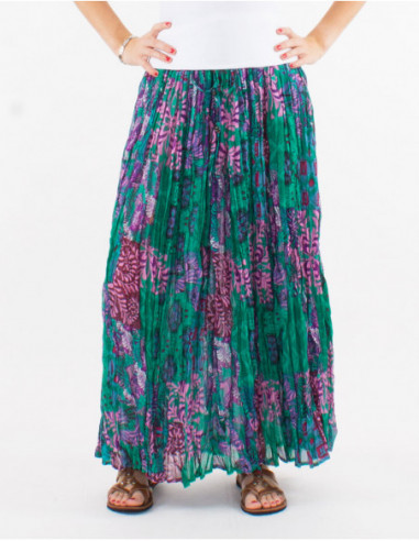 Long skirt crumpled patchwork ethnic