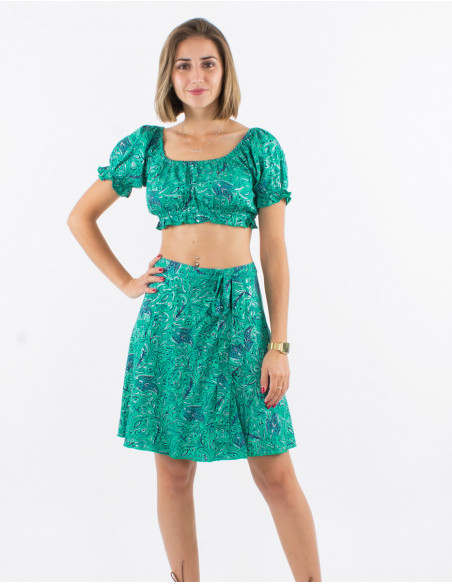 Short silver bohemian wrap skirt