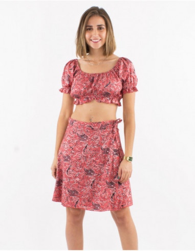 Short silver bohemian wrap skirt