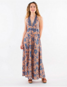 Original boho floral backless long dress for summer