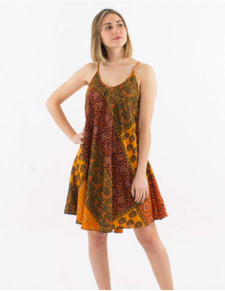 Short thin strapless dress for the beach original baba cool boho orange