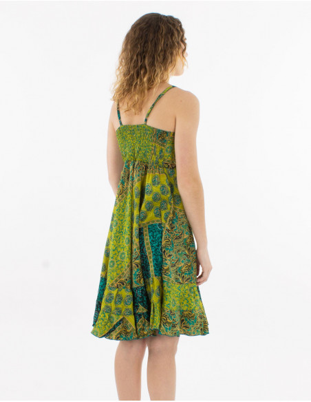 Little short flowing summer dress Coline 2023 with green baba cool print