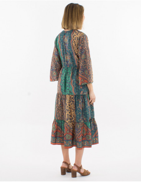Rusty African print baba cool midi dress