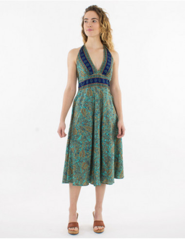 Robe mi mollet chic pour l'été 2023 à dos nu motif bohème