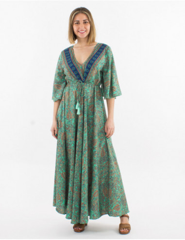 Robe longue oversize à manches courtes original pour le printemps 2023 motif vert menthe