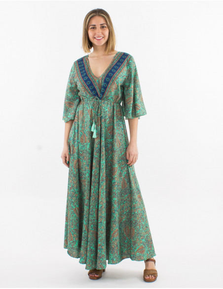 Robe longue oversize à manches courtes original pour le printemps 2023 motif vert menthe
