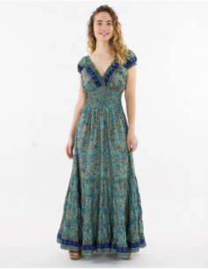 Original spring princess long dress with colored bohemian pattern 2