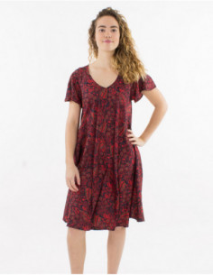 Original short flared dress with romantic summer print