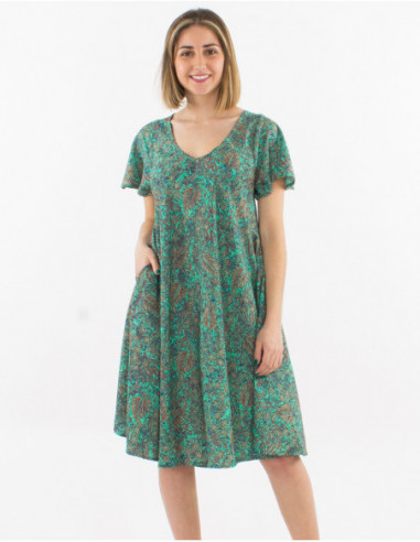 Robe bohème mi longue large avec poches