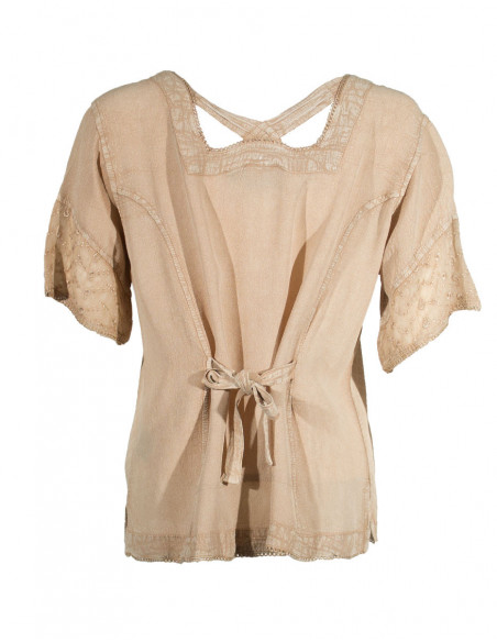 Rayon mosscrepe blouse with short sleeve