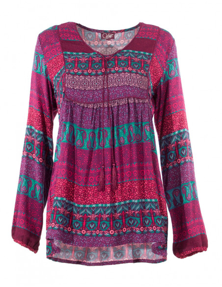 Blouse tendance indienne à pompons