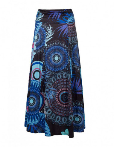 Jupe longue baba cool a motif rosaces colores