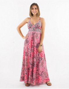 Robe dos croisé motif cachemire argenté