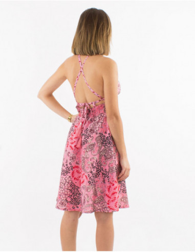 Robe courte dos croisé motif argenté