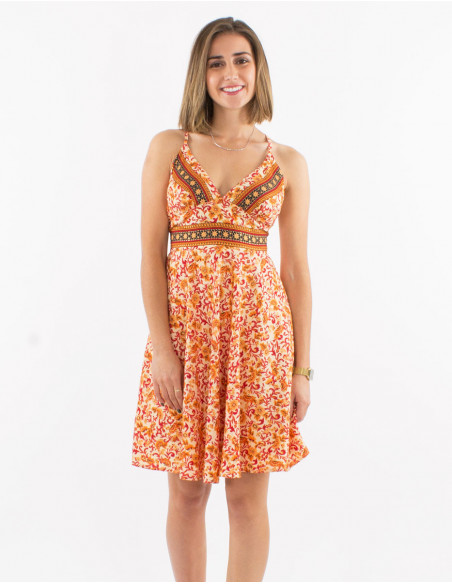 Robe courte fluide d'été bohème dos nu