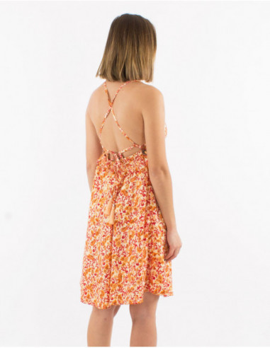 Robe courte fluide d'été bohème dos nu