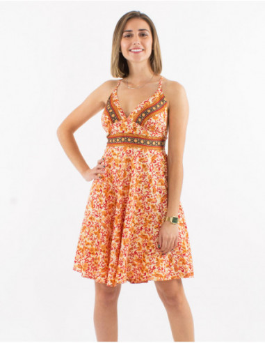 Robe courte fluide d'été bohème dos nu