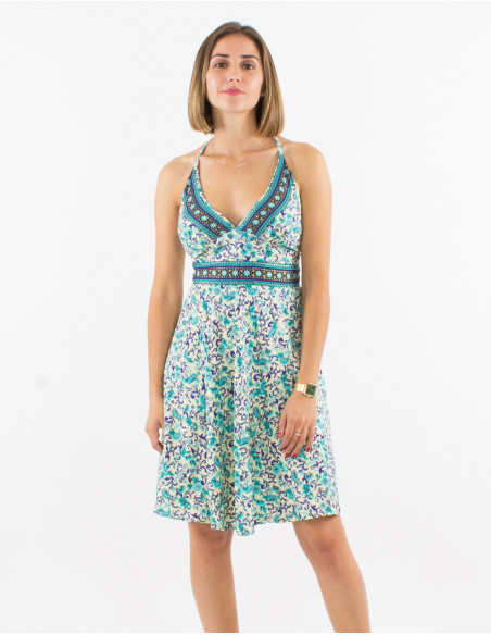 Robe courte fluide d'été bohème dos nu