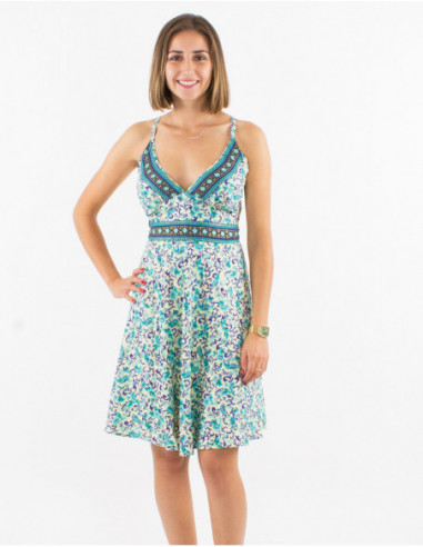 Robe courte fluide d'été bohème dos nu