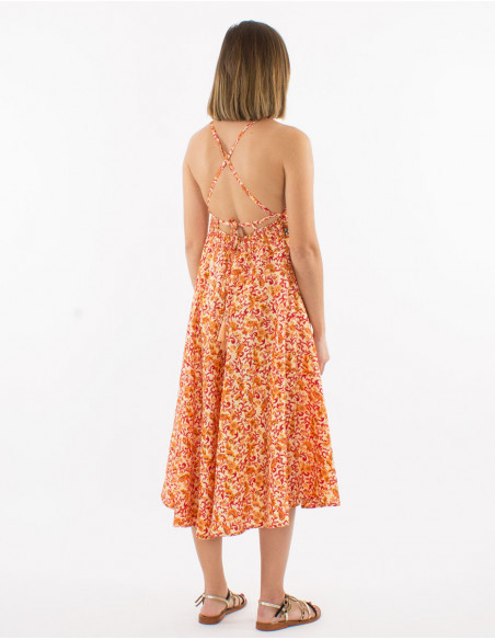 Romantic summer halter midi dress