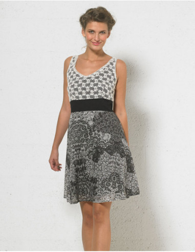 Robe patineuse bi mati re noire et blanche style baroque