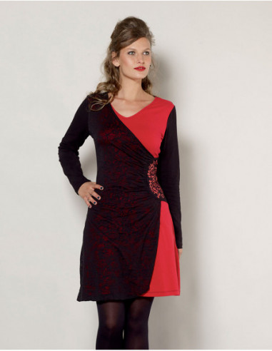 Robe bicolore à manches longues