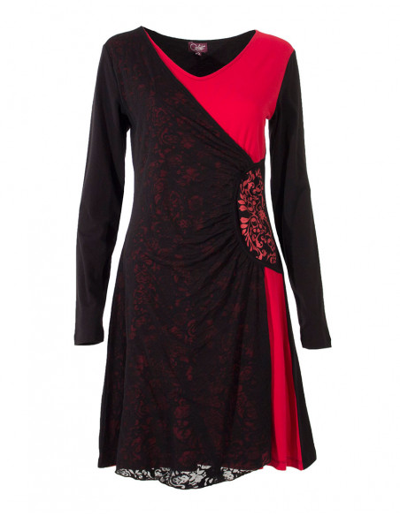 Robe bicolore à manches longues