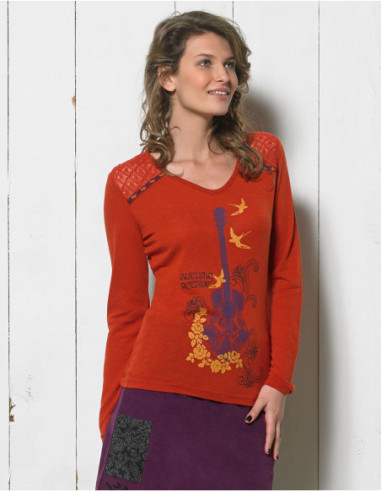 Tee shirt manches longues guitare