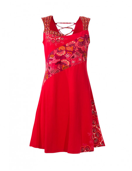 Robe courte ethnique avec lacets dans le dos