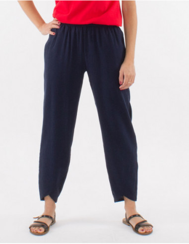 Pantalon unie  pour femme basique avec poches avant