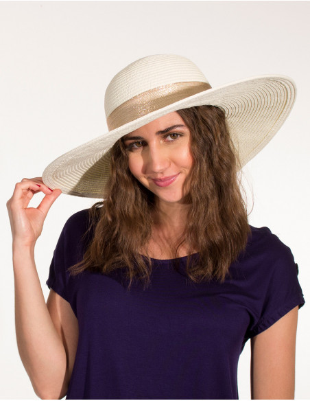 Women's white hat with ribbon