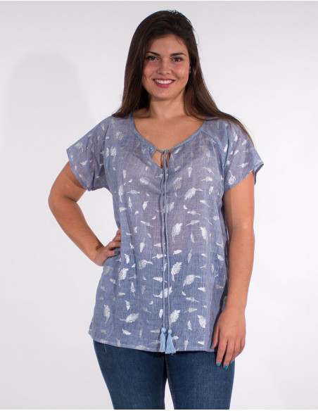 Short-sleeved cotton blouse