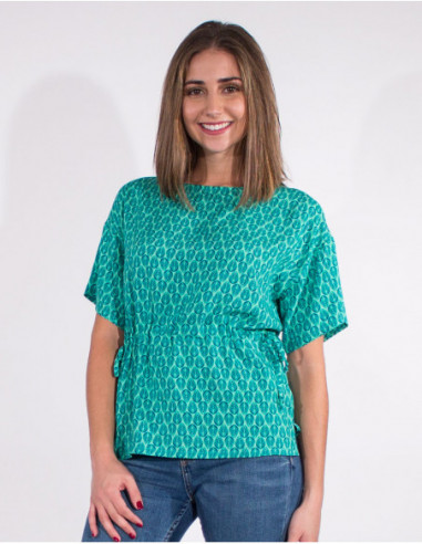 Printed blouse with short sleeves