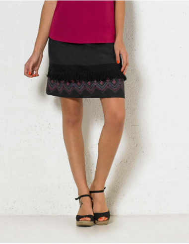 Jupe noire d'été imprimé aztèque