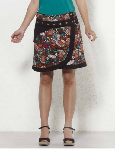 Wrap skirt with press studs, floral prin
