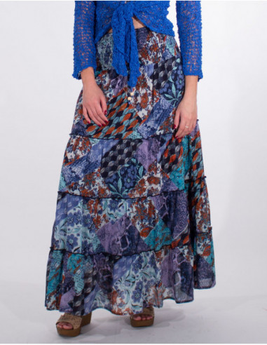 Long smocked skirt with ruffles