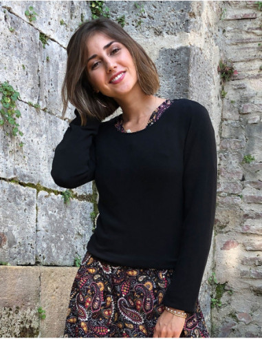 Pull uni maille tachetée