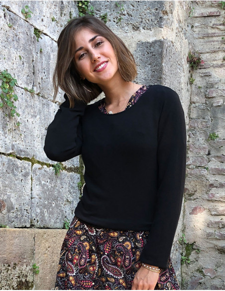 Pull uni maille tachetée