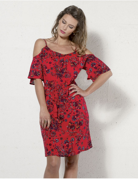 Short dress with bohemian sleeves