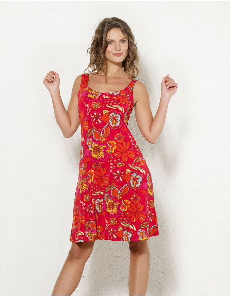 Summer dress and exotic flowers