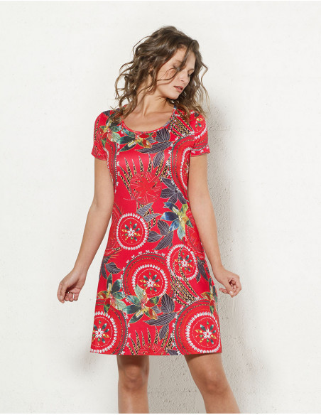 Robe droite stretch et colorée